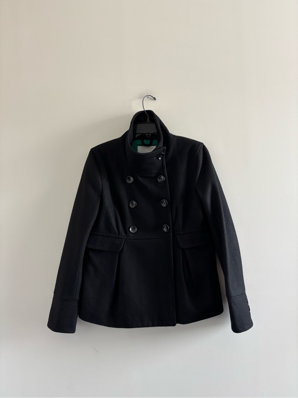 Old Navy Pea Coat Black Wool Double-Breasted Lined Womens M Y2K Classic Preppy